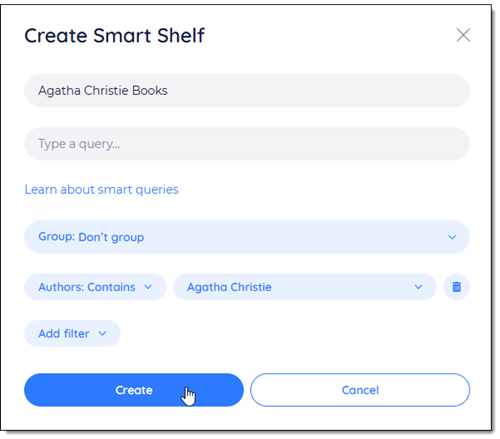 create smart shelf dialog