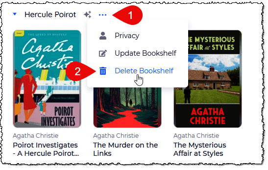 select delete bookshelf