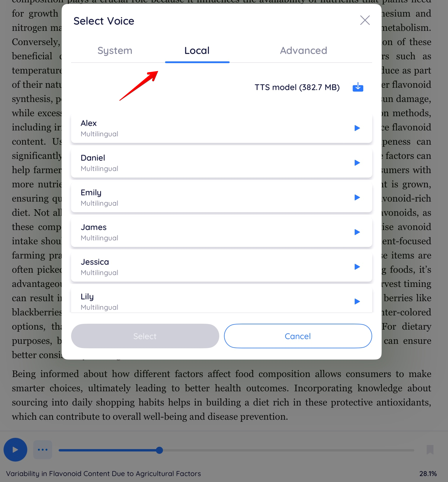 select local tab ios