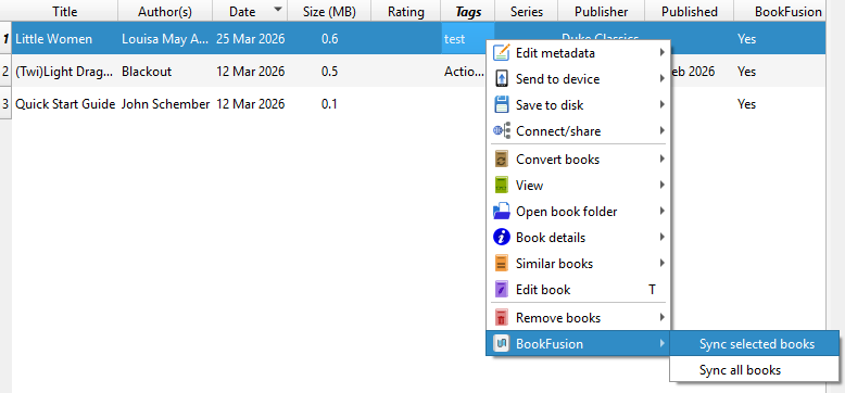 Sync books