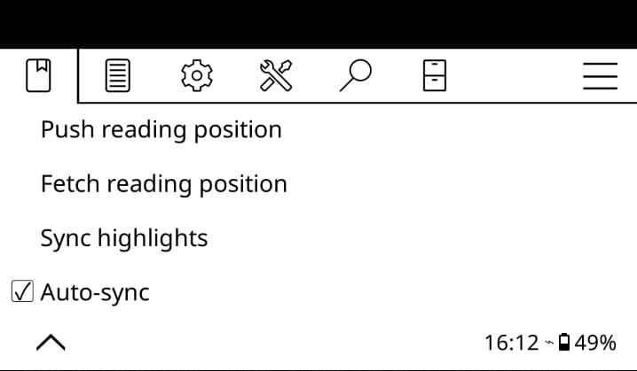 The Auto-sync toggle in the BookFusion menu